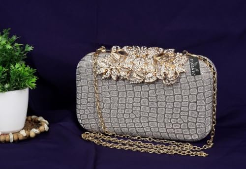 PARATO Eye-Catching Party Clutch (Dark Silver)