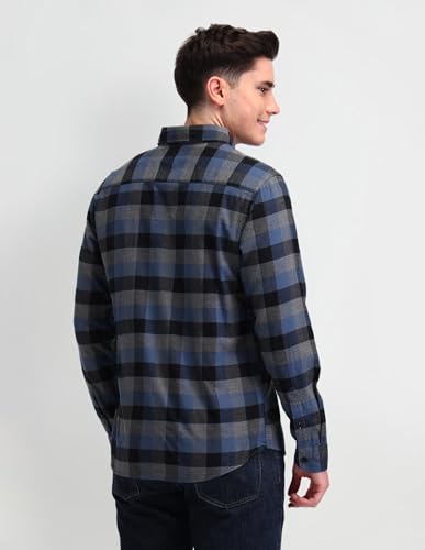 U.S. POLO ASSN. DENIM CO. Buffalo Checked Slim Fit Shirt (UDSHT1430_Blue_39)