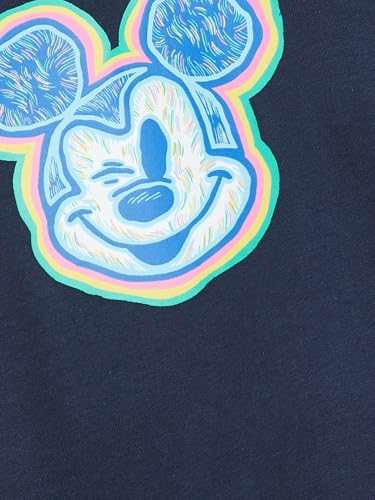 Max URB_N Men Mickey Mouse Print Oversized T-Shirt(Blue_XL)