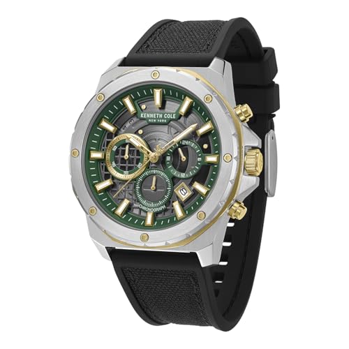 Kenneth Cole Quartz Analog with Green Dial Black Silicone Strap Watch for Men - KCWGO0087603MNW