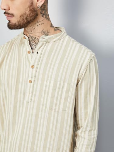 Max Men's Cotton Regular Kurta (FUCSTSP2505YD_Olive Green