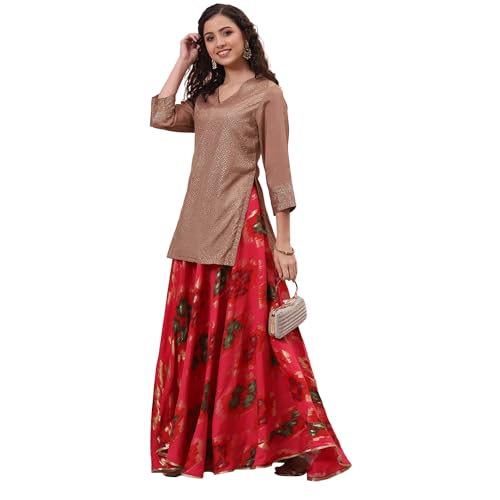 Rangriti Viscose Western Skirt Pink