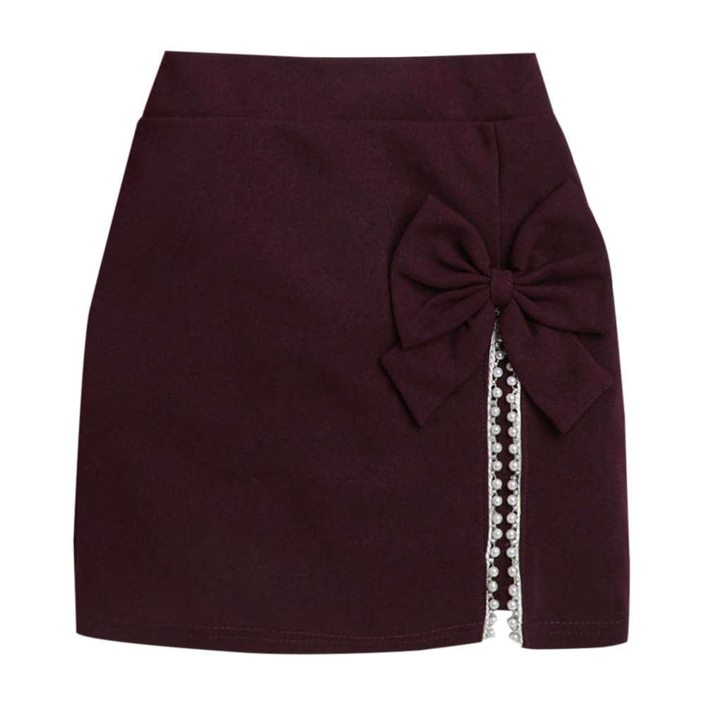 Hopscotch Girls Mini Length Skirts Maroon 5-6 Years (ADM-4471108)