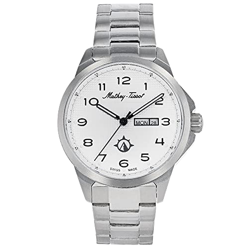 Mathey-Tissot Men’s Watch – Swiss Quartz Movement, Multi-Function Dial, Precision Timekeeping, Durable Construction, Everyday Style, Casual and Functional Timepiece for Men, DARK SILVER, 22MM, Mathey