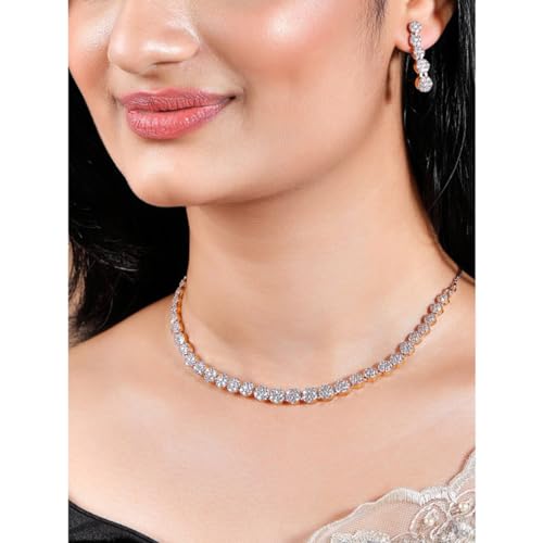 Rubans 22K Gold Polish AD Necklace set For Women