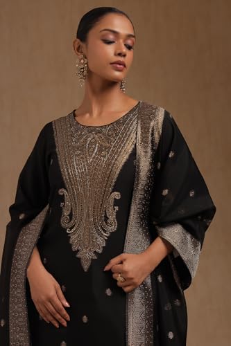 Soch Women's Organza Salwar Suit Set (OWA5CD22378_Black