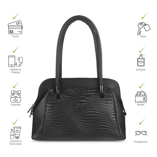 Mochi Women Black Faux Leather Shoulder Bag with Centre Divider (66-498)