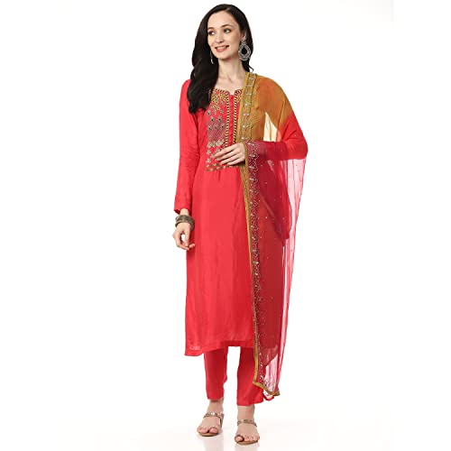 BIBA WOMEN FABRIC(RTS RC E1562_MAROON_FREE)