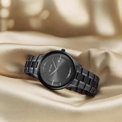 Titan Classique Slimline Quartz Analog with Date Anthracite Dial Black Stainless Steel Strap Watch for Men - NT90142QM02