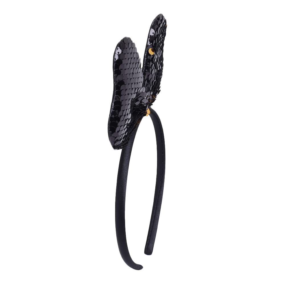 Hopscotch Girls Polyester and Viscose Puff Sleeve Sequin Embellished Party Dress in Black Color For Ages 4-5 Years (SRS-4068982)