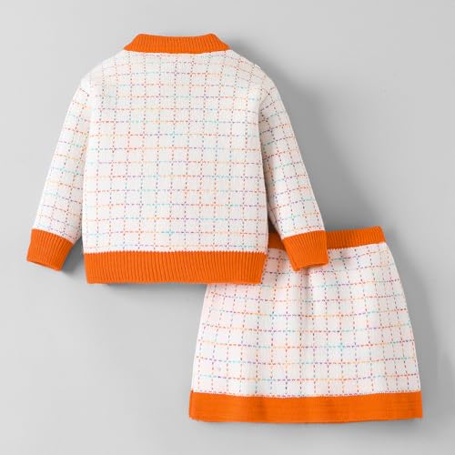 Hopscotch Girls White Full Sleeves 2-Pc Checkered Skirt Set For Age (18-24 Months)