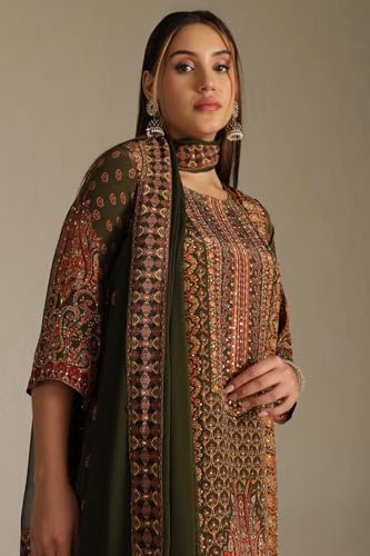 Soch Women's Crepe Salwar Suit Set (EWA5CD22201_Olive