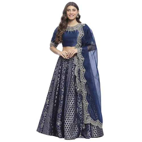 Biba Women's Viscose Blend Lehenga Set (SKDHO10404AW24BLU_Blue_36)