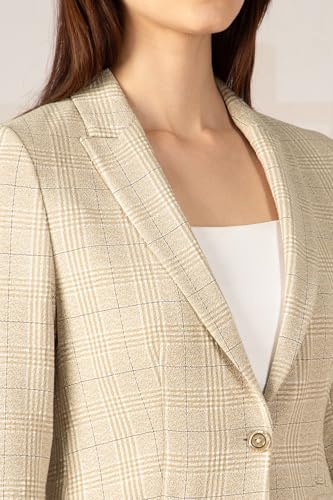 Women Beige Check Blazer