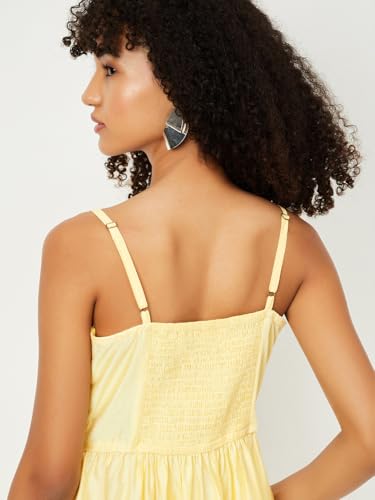 Max Women's Polyester A-Line Midi Dress (TL55002_Lemon