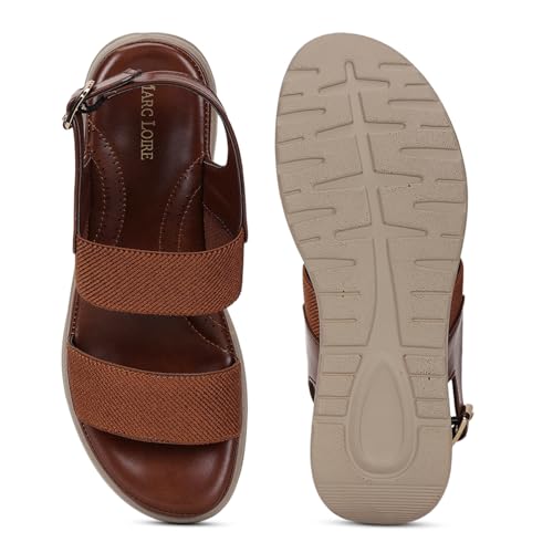 Marc Loire Women Smart Casual Platform Heel Fashion Sandal with Adjustable Strap (Brown, UK Footwear Size System, Adult, Women, Numeric, Medium, 5)