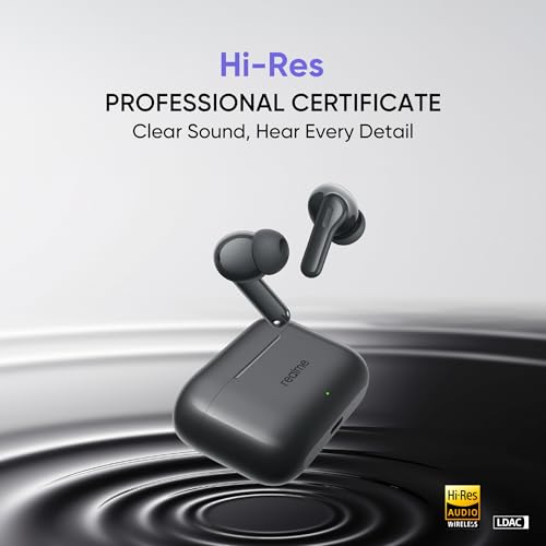 realme Buds T200 True Wireless Earbuds with Hi-Res Audio, 12.4mm Dynamic Bass Drivers, 32 dB ANC, Quad Mic, 45ms Latency, Upto 50 Hrs Playback, Fast Charge, IP55 Rated, BT 5.4 (Mystic Grey)