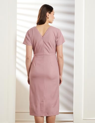 Symbol Premium Women's Polyester Blend Sheath Midi Dress (SBP-SS24-WDR-608_Powder Pink_3XL)