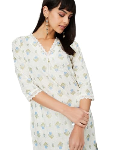 Max Women's Cotton Blend Kurta Set (CTKST54058_Off White