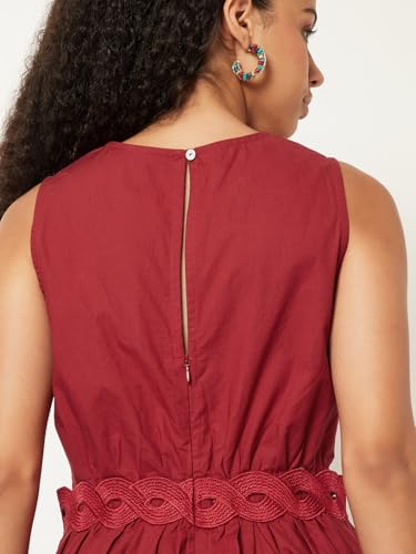 Max Women Solid A-line Dress (Red_L)