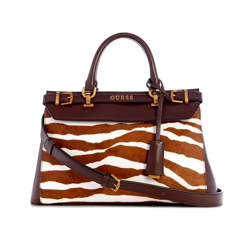 GUESS Two Tone Animal Textured Cattle Fur Sestri Luxury Satchel