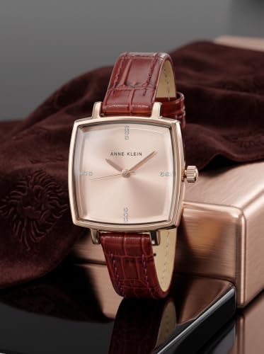 Anne Klein Women's AK-5620RGBY Analog Watch with Leather Band