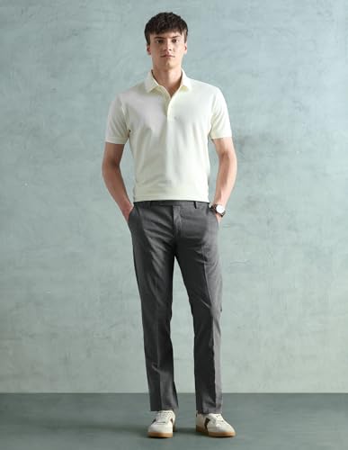 Arrow Men's Mid Rise Heathered Trousers (ARAEOTR2176_Grey_38)