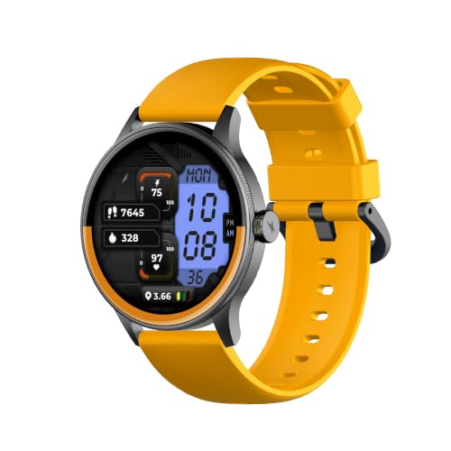 Fastrack Smart Jupiter R3 Pro with 1.43" AMOLED Round Display, BT Calling, Heart Rate, REM Sleep & Stress Tracking, IP68, Functional, AI Assitant, Hydration Alert Smart Watch for Men & Women - Yellow