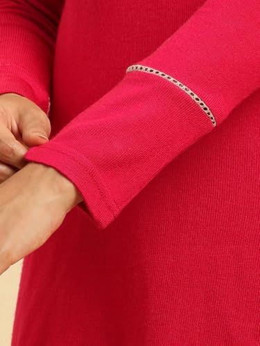 W for Woman Blue Flared Booti Printed Winter Kurta (Size: L)-24NOW10354-122960