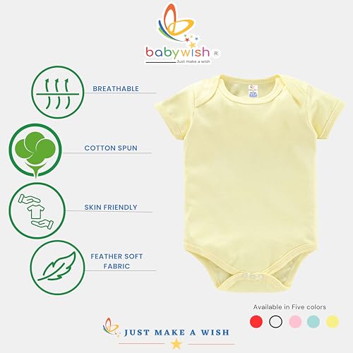 baby wish Father's day Baby Unisex Bodysuits Newborn Romper Half Sleeve Envelope Neck Cute Outfit OUR FIRST FATHER DAY FAMILY YELLOW
