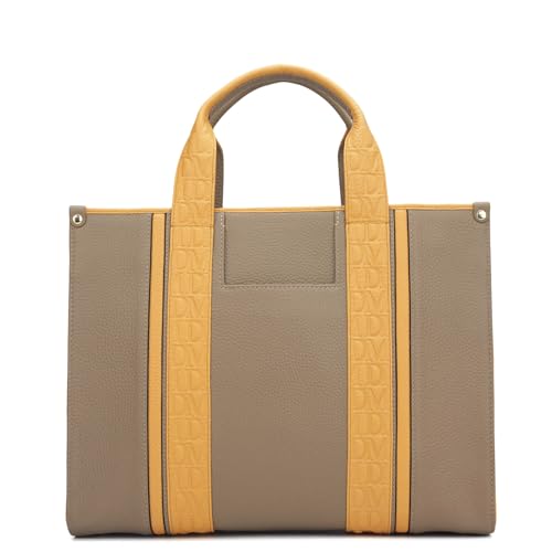 Da Milano Genuine Leather Grey Book Tote (01708) (Large)