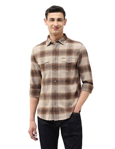 U.S. Polo Assn. Denim Co. Men's Twill Tartan Checked Shirt (UDSHT1956_Khaki_39)