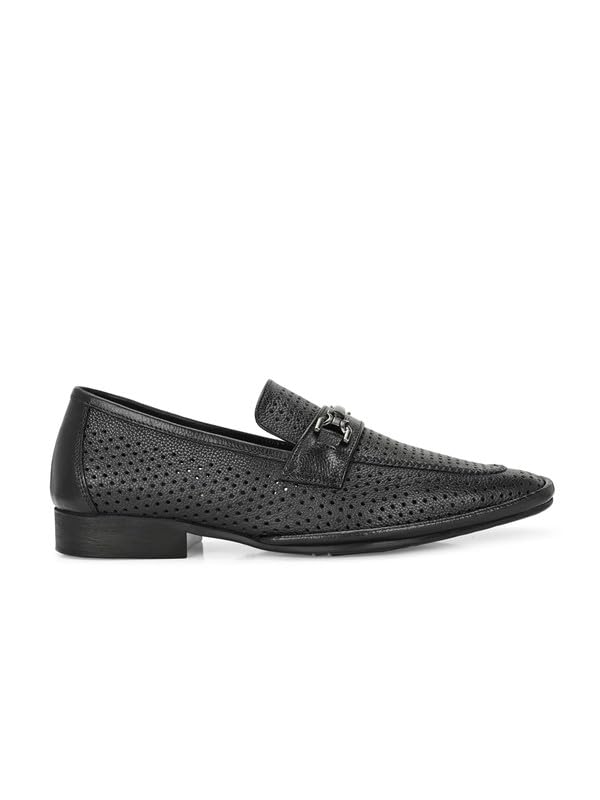 HITZ Men's Black Leather Formal Slip On Shoes - UK 8