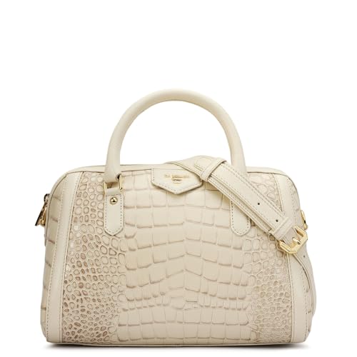 Da Milano Leather White Satchel Bag for Women (00355A-OL)