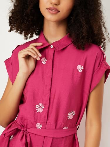 Max Women's Cotton A-Line Below The Knee Dress (TS56007_Pink