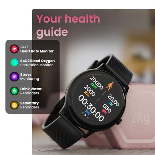 Boult Dire Smart Watch with 1.38'' 2.5D Curved HD Display, BT Calling, IP67, 500 Nits Brightness,250+ Watchfaces, 120+ Sports Mode, AI Voice Assistant, SpO2 Monitoring (Black Strap)