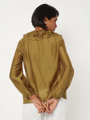 Max Women Ruffles Top (Yellow_L)