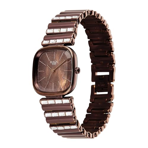 Titan Raga Glimmers Quartz Brown Shaped Dial Women's Watch | Water Resistant Watch | Watches for Women Analog - 95339QM01F