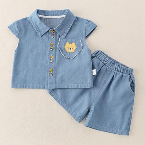Hoscotch Boys Solid Blue Short Sleeves Short Set For Ages(2-3 Years)