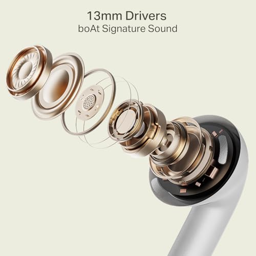 boAt 2026 Launch Airdopes Joy v2, 35H Battery, Pocketable Design, ASAP™ Charge, 13mm Drivers, Easy Touch Controls, ENx™ Tech, IWP™ & App Support TWS Bluetooth Earbuds with mic (Cloud White)