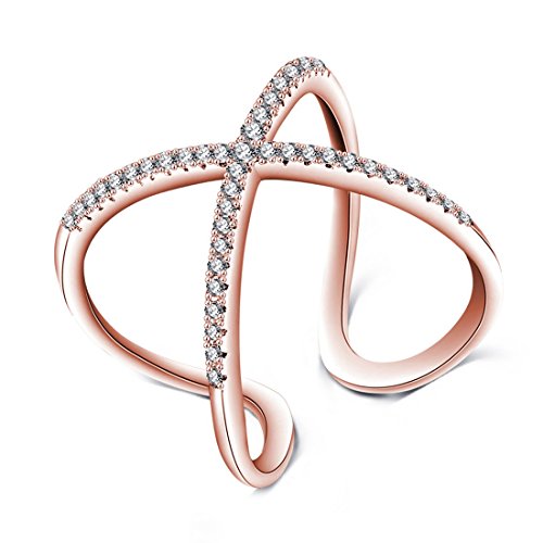 Jewels Galaxy Exclusive Luxuria Sparkling AAA Quality Zircon Delicate Design 18K Rose Gold Adjustable Ring for Women/Girls (SMNJG-RNGG-5023)