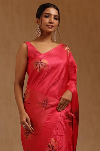 Soch Womens Red Tussar Tropical Saree