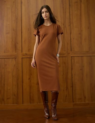 U.S. Polo ASSN. Women Textured Sheath Dress (UWAW25DRS207_Rust_XL)