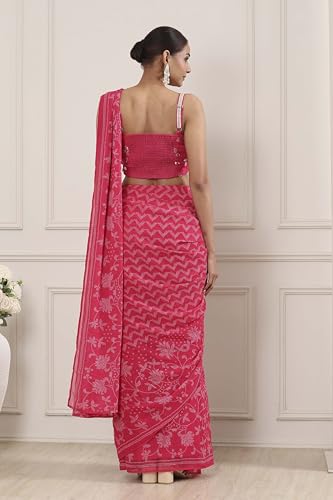 Biba Women Pink Poly Georgette Regular Saree_36