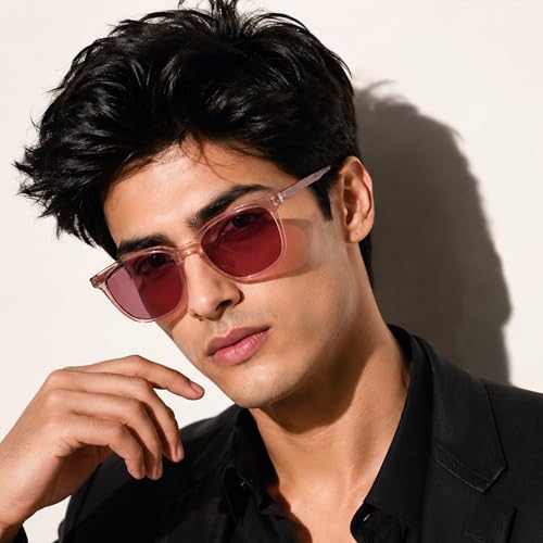 PERKEY Square Pink UV Protected Polarized Stylish Goggles Men Women - PRKY008-C3