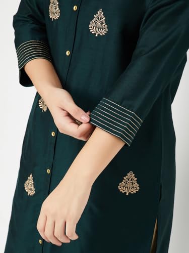 Max Women's Polyester Blend Kurta Set (CTKUR52006_Green