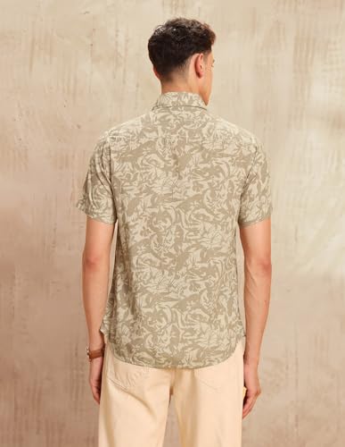 U.S. Polo Assn. Denim Co. Men's Floral Slim Fit Shirt (UDSHT1851_Khaki