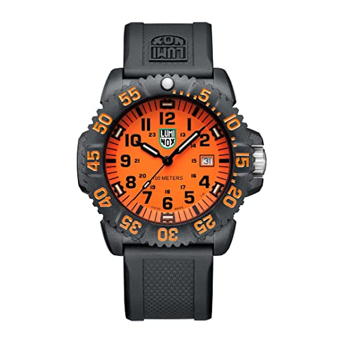 Luminox - G Sea Lion - Mens Watch - 44mm / 38mm - Military Watch Date Function - 100m Water Resistant - Mens Watches - Swiss Made - Different Variations and Size, Dial: Orange, Numbers: Black, Case