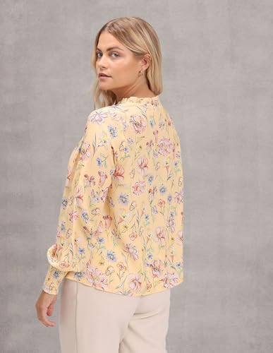 U.S. POLO ASSN. Women's Floral Print Polyester Top (UWAW22TOP019_Yellow_M)