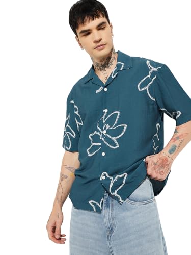 Max URB_N Men Printed Relaxed Fit Shirt(Blue_XL)